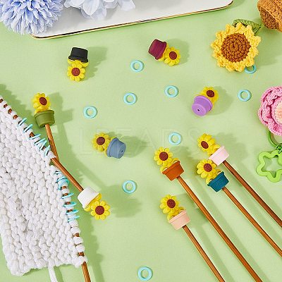 Sunflower Silicone Knitting Needle Point Protectors DIY-SC0024-02-1