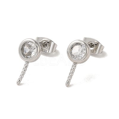 Brass Micro Pave Cubic Zirconia Studs Earrings Findings EJEW-H128-02P-1