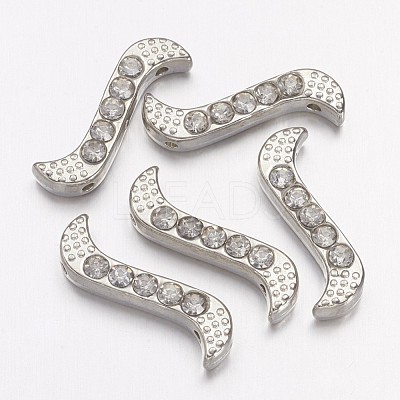 Alloy S-Shape Rhinestone Spacers Bars X-ALRI-H003-1-1
