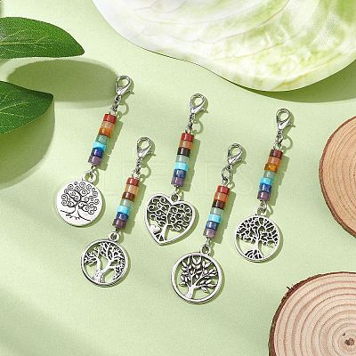 Alloy Tree of Life Pendant Decorations HJEW-JM02062-1