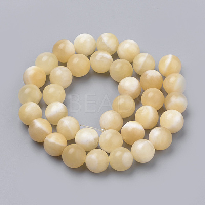 Natural Yellow Jade Beads Strands X-G-S259-49-10mm-1