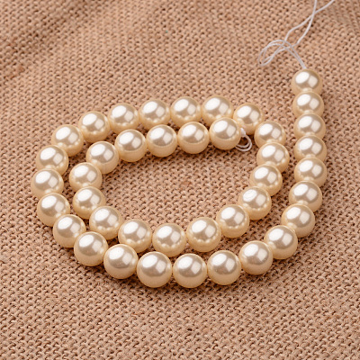 Polished Round Grade A Shell Pearl Bead Strands X-BSHE-M027-6mm-24-1