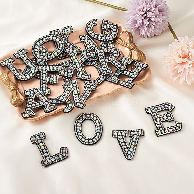 Alphabet Resin Rhinestone Patches DIY-TAC0005-45B-1