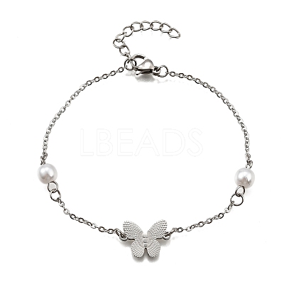 304 Stainless Steel Butterfly Link Bracelets BJEW-C098-01B-P-1