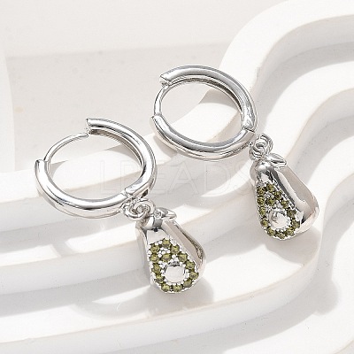 Brass Cubic Zirconia Hoop Earrings EJEW-Q015-02P-B-1