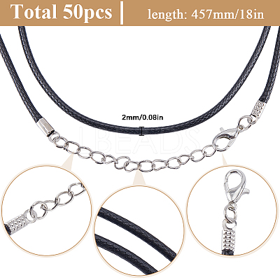 50Pcs Waxed Imitation Leather Cord Necklace Makings AJEW-SP0001-04-1