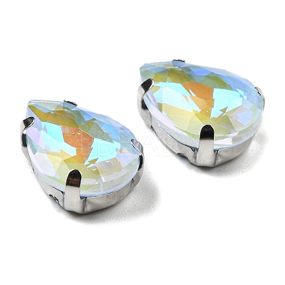 Mocha Fluorescent(MI) Teardrop Sew on Rhinestone GGLA-R043-02B-P01-1