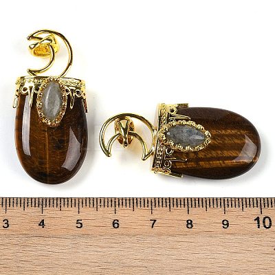Natural Tiger Eye Pendants G-L524-17G-08-1