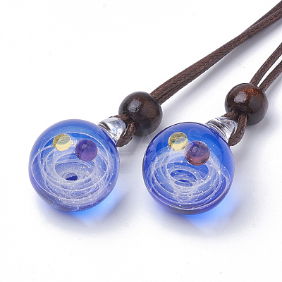 Handmade Gold Sand Lampwork Pendants LAMP-R137-C01-1