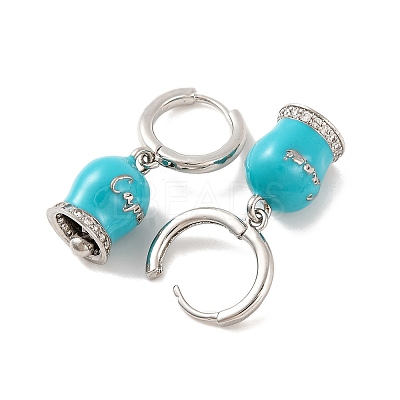 Bell Brass & Enamel Hoop Earrings for Women EJEW-U015-25P-J-1