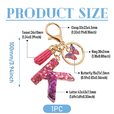 Alloy Resin Butterfly Keychains KEYC-TADJ0002-02G-K-1