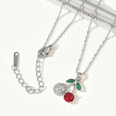 Brass & Cubic Zirconia Pendant Necklaces SA-CBA7E55-03P-02-1