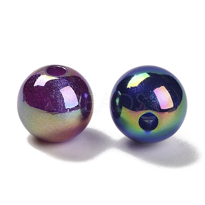 UV Plating Opaque Rainbow Iridescent Acrylic Beads SACR-R001-15A-1
