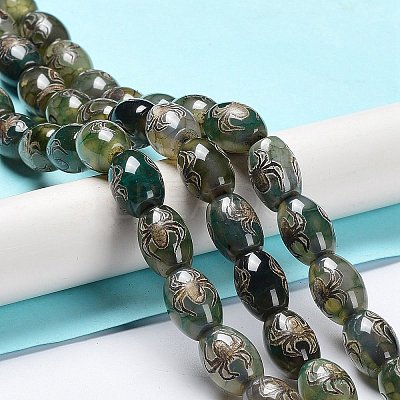 Tibetan Style dZi Beads Strands TDZI-E005-01R-1