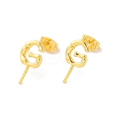 Brass Stud Earrings Findings EJEW-H128-04G-1