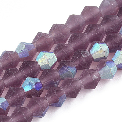 Imitate Austrian Crystal Bicone Frosted Glass Beads Strands GLAA-F029-TM3mm-A04-1