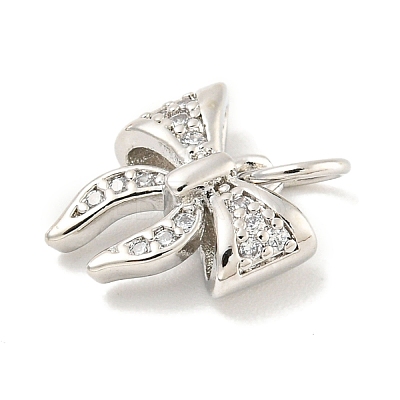 Rack Plating Brass Micro Pave Clear Cubic Zirconia Pendants KK-B093-01H-P-1