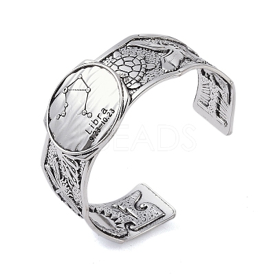 Constellation Alloy Open Cuff Bangles for Women Men LS-BJEW-C064-01AS-10-1