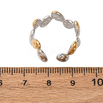 304 Stainless Steel Double Color Cuff Rings RJEW-S635-01GP-T-1