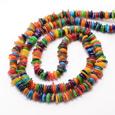 Dyed Disc Natural Freshwater Shell Beads Strands SHEL-E355-15-1