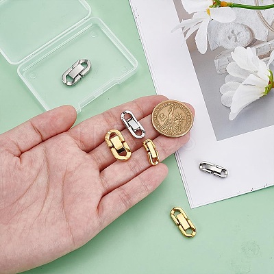 6Pcs 6 Styles 304 Stainless Steel Fold Over Clasps STAS-PH0006-09-1