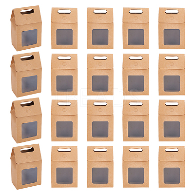 Folding Paper Gift Bags with Hole Handle and Plastic Visible Window ABAG-WH0044-35A-1