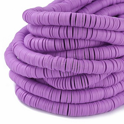 Flat Round Handmade Polymer Clay Beads CLAY-R067-8.0mm-01-1