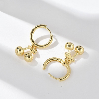 Brass Cherry Hoop Earrings EJEW-M077-19G-02-1