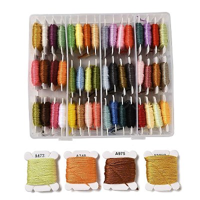 48 Cards 48 Colors 6-Ply Polyester Embroidery Floss OCOR-K006-C03-1