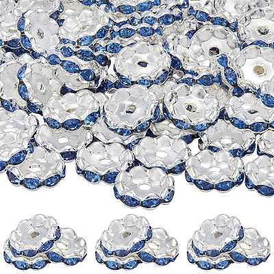 120Pcs Brass Rhinestone Spacer Beads RB-SZ0001-07A-1