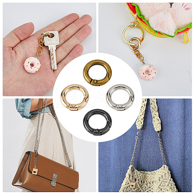24Pcs 4 Colors Alloy Spring Gate Rings FIND-HS0001-26A-1