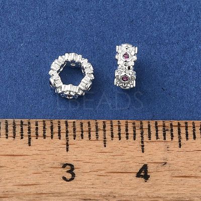 Silver Brass with Cubic Zirconia European Beads KK-B088-01A-02S-1