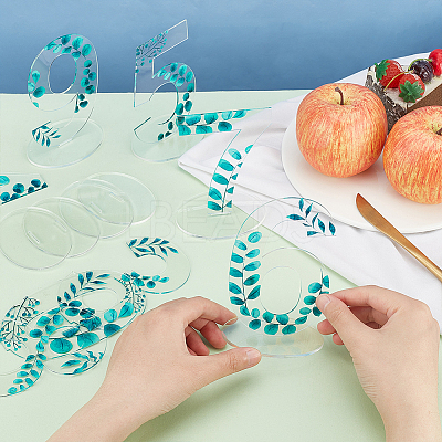Leaf Pattern Acrylic Digital Seat Board Seat Card DIY-WH0320-39A-1