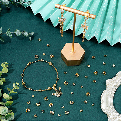 120Pcs 3 Styles Brass Crimp Beads Covers KK-SC0007-34-1