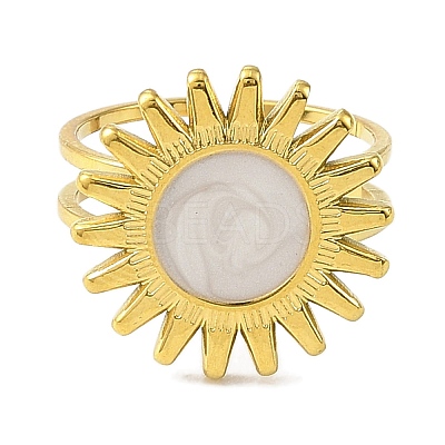 304 Stainless Steel Enamel Open Cuff Rings for Women RJEW-F166-42G-02-1