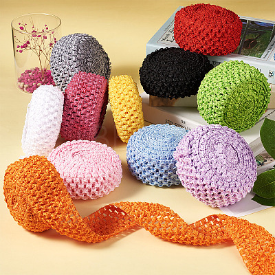 2 Rolls 2 Sizes Polyester Elastic Ribbon EW-TA0001-02D-1
