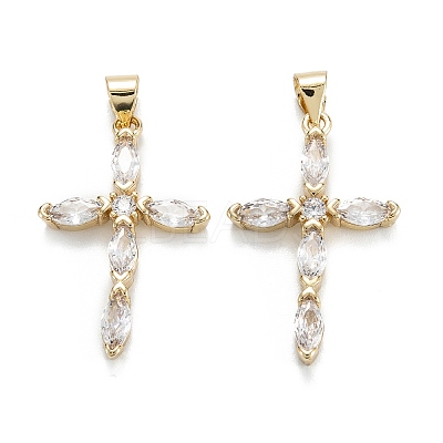 Brass Micro Pave Clear Cubic Zirconia Pendants X-ZIRC-M115-30G-1