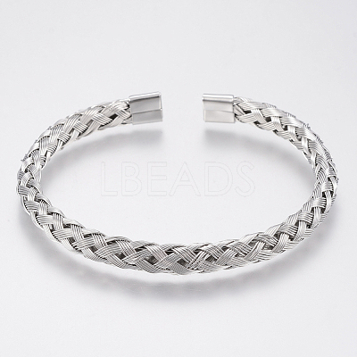 Tarnish Resistant 304 Stainless Steel Cuff Bangles Torque Bangles BJEW-H570-27P-1