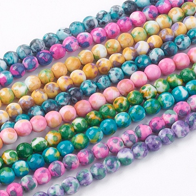 Synthetic Ocean White Jade Beads Strands G-L019-6mm-M-1