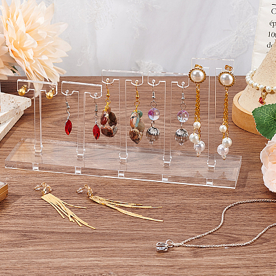 Detachable Acrylic 5 T-Bar Earrings Display Risers EDIS-FG0001-54-1