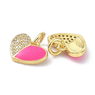 Eco-Friendly Brass Micro Pave Clear Cubic Zirconia Enamel Pendants ZIRC-C021-45G-08-1