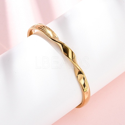 304 Stainless Steel Cuff Bangles for Women BJEW-D361-03G-1