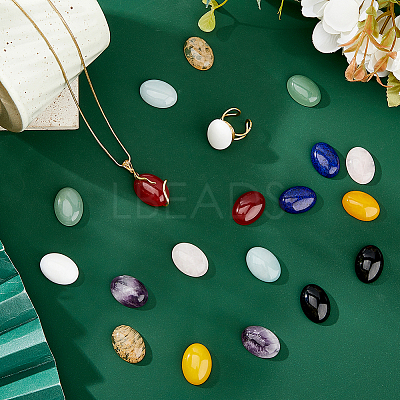20Pcs 10 Styles Natural & Synthetic Mixed Gemstone Cabochons G-FH0002-56-1