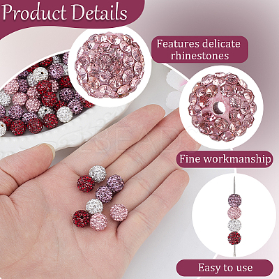 200Pcs 4 Colors Pave Disco Ball Beads RB-PA0001-10A-1