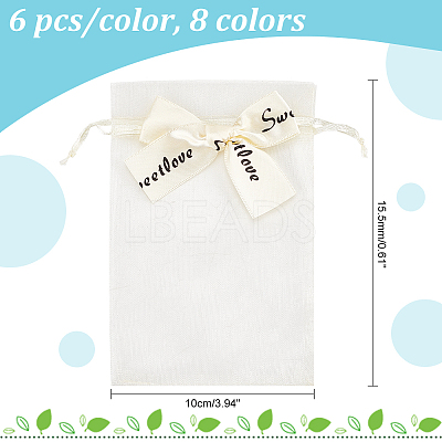 48Pcs 8 Colors Rectangle Organza Drawstring Bags ABAG-PH0001-41-1