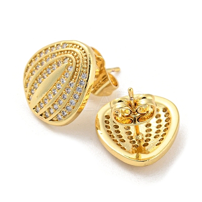 Brass Micro Pave Cubic Zirconia Stud Earrings EJEW-C066-13G-1