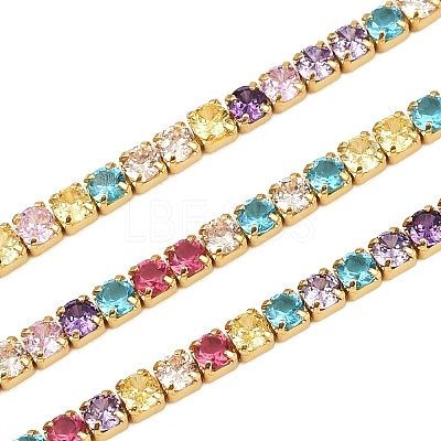 925 Sterling Silver Colorful Cubic Zirconia Chains STER-C016-02B-G01-1