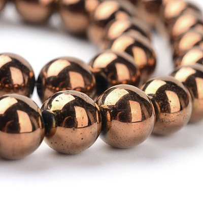 Non-magnetic Synthetic Hematite Beads Strands G-S096-8mm-4-1