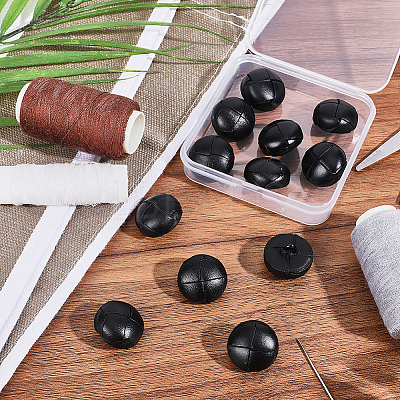 12Pcs Leather Buttons BUTT-HY0001-26B-1