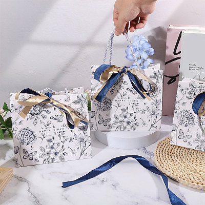 Floral Printed Paper Gift Tote Bags ABAG-WH0044-82A-1